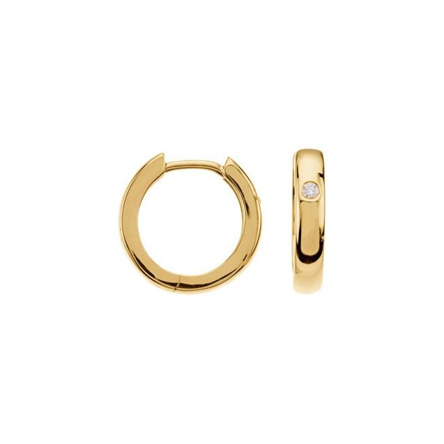 14K Yellow .04 CTW Diamond Hoop Earrings 1