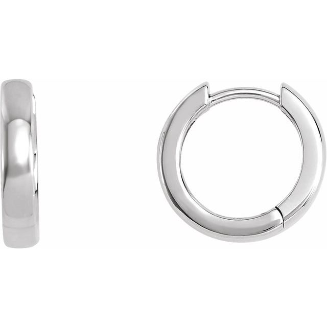 Platinum 14 mm Hinged Huggie Hoop Earrings