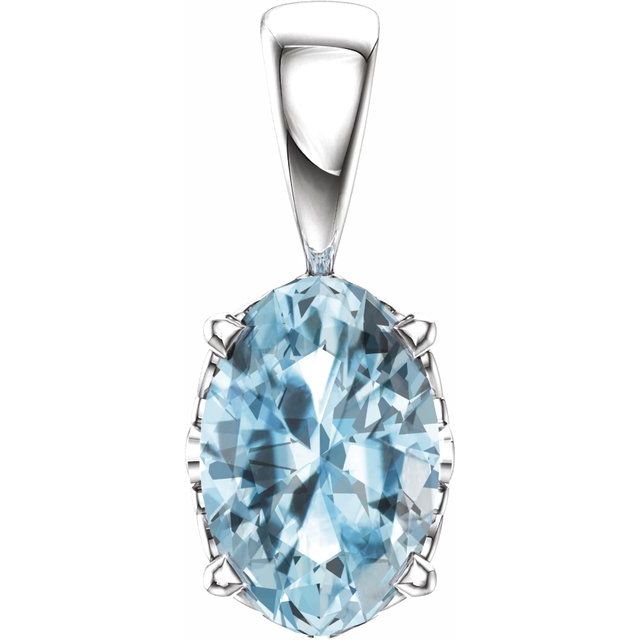 14K White Gold Natural Sky Blue Topaz Pendant