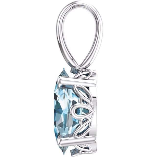 14K White Gold Natural Sky Blue Topaz Pendant