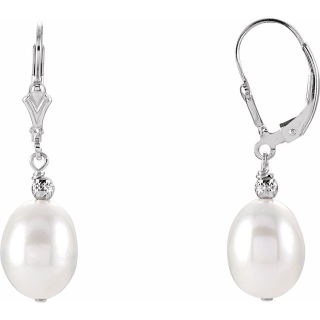 Sterling Silver 9-9.5 mm Freshwater Cultured Pearl Earrings 1