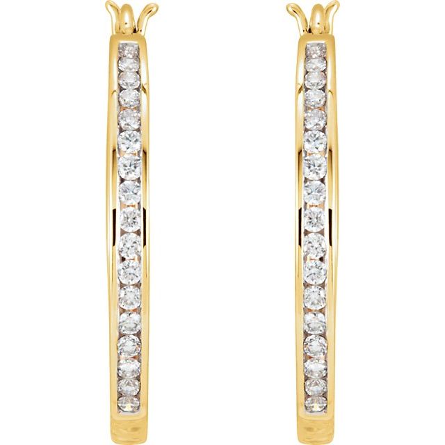 14K Yellow 1/2 CTW Diamond Hoop Earrings 2