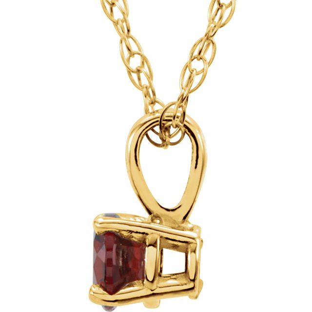 14K Yellow 3 mm Round July Imitation Ruby Youth Birthstone 14" Necklace 2