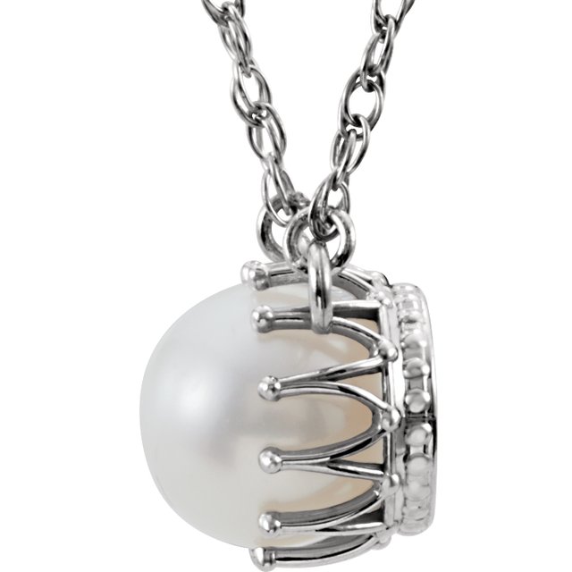 14K White Gold Cultured White Gold Freshwater Pearl 18" Necklace