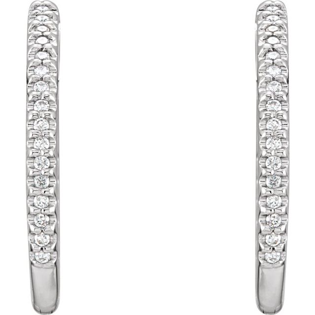 14K White 3/4 CTW Diamond Inside-Outside Hinged 26.7 mm Hoop Earrings 2
