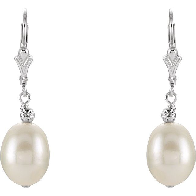 Sterling Silver 9-9.5 mm Freshwater Cultured Pearl Earrings 2