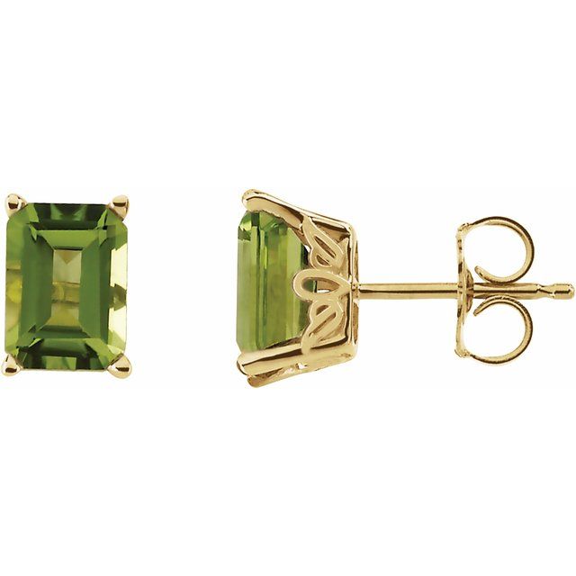 14K Yellow Gold Natural Peridot Earrings
