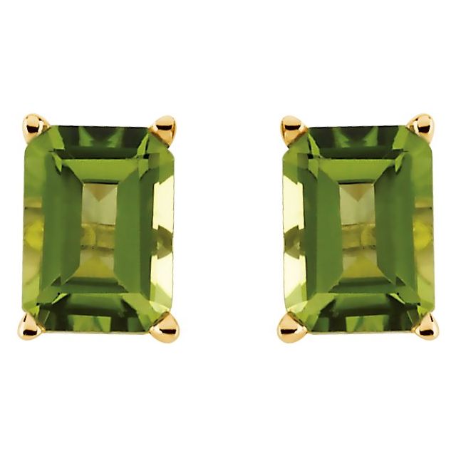 14K Yellow Gold Natural Peridot Earrings