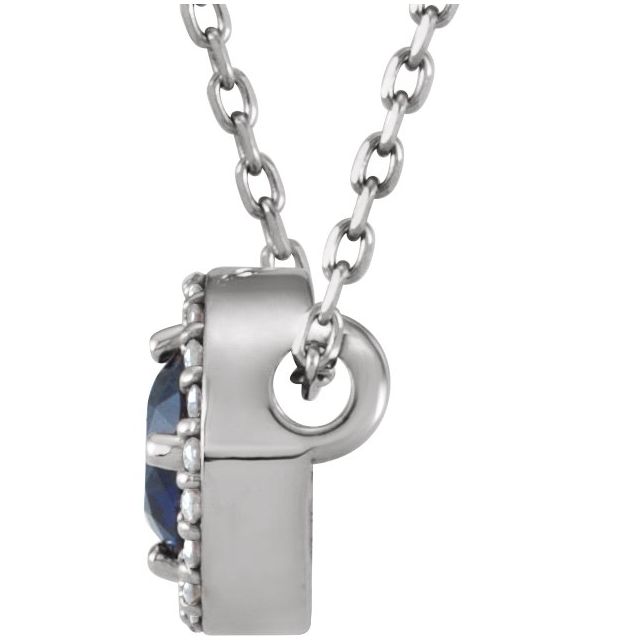 14K Yellow Lab-Created Alexandrite & .05 CTW Diamond 16" Necklace