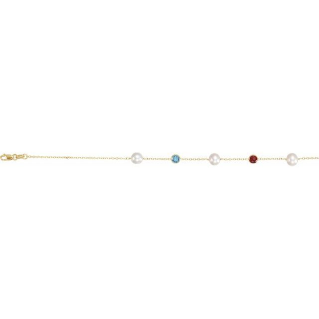 14K Yellow Freshwater Cultured Pearl & Multi-Gemstone Station 18" Necklace 2