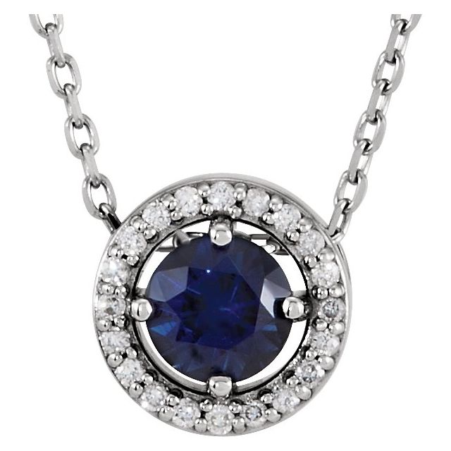 14K Yellow Lab-Created Alexandrite & .05 CTW Diamond 16" Necklace