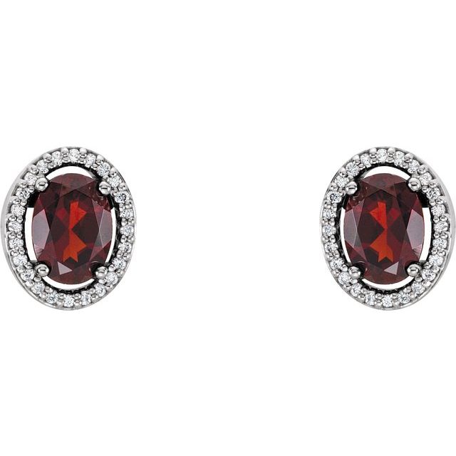14K White Mozambique Garnet & 1/8 CTW Diamond Earrings 2