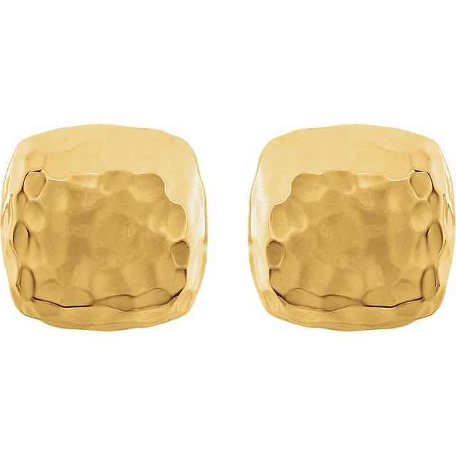 14K Yellow Hammered Square Earrings 2