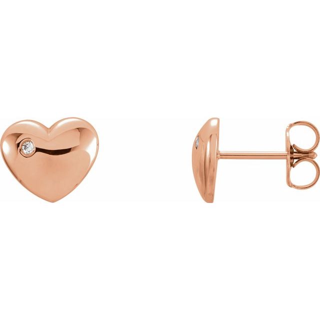 14K Rose .02 CTW Diamond Heart Earrings 1