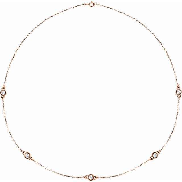 14K Rose 1 CTW Diamond 5-Station 18" Necklace 1