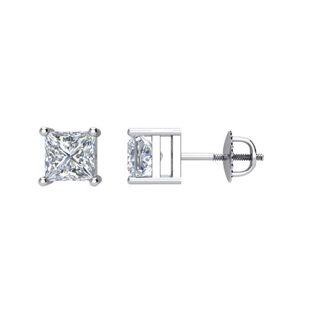 Platinum 1/4 CTW Diamond Threaded Post Stud Earrings 1