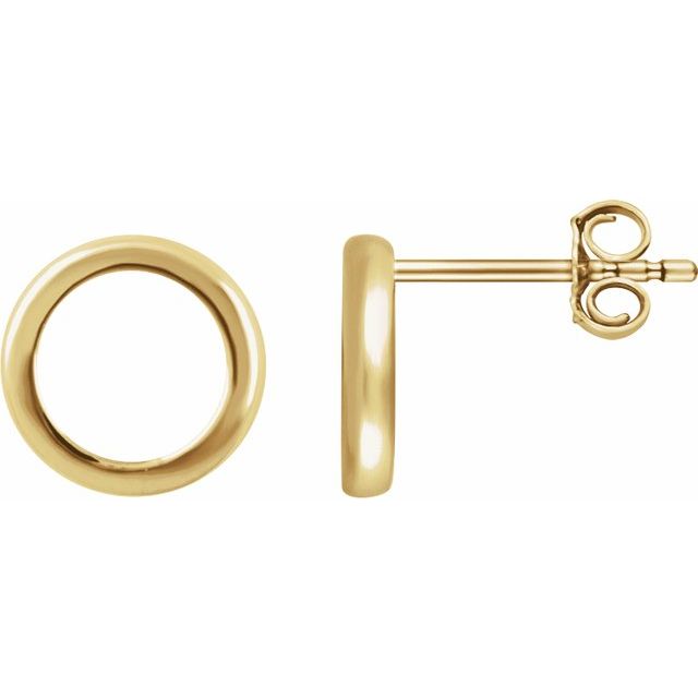 14K Yellow Circle Earrings 1