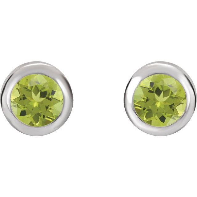 Sterling Silver 4 mm Round Imitation Peridot Birthstone Earrings 2