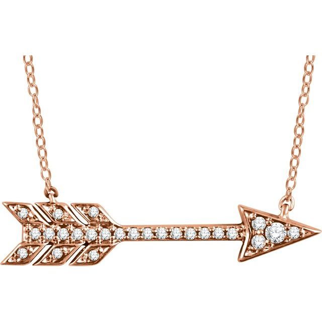 14K Rose 1/10 CTW Diamond Arrow 18" Necklace 1