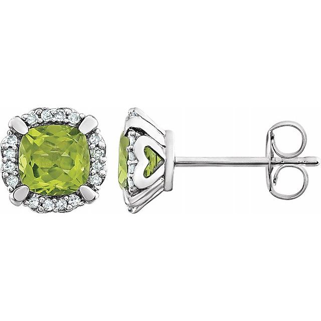 14K White Peridot & 1/10 CTW Diamond Earrings 1