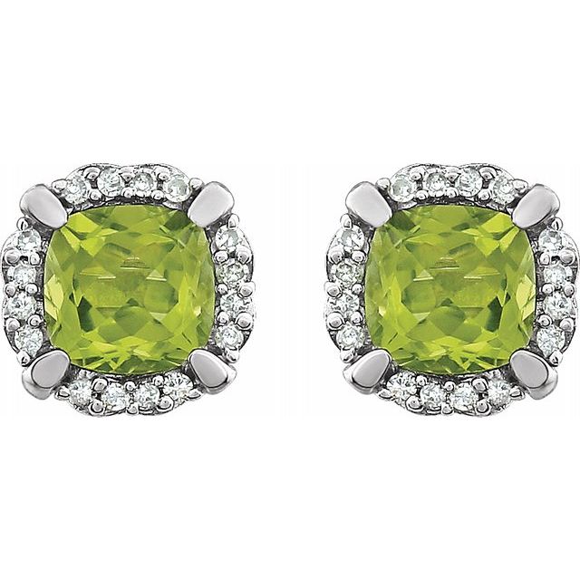 14K White Peridot & 1/10 CTW Diamond Earrings 2