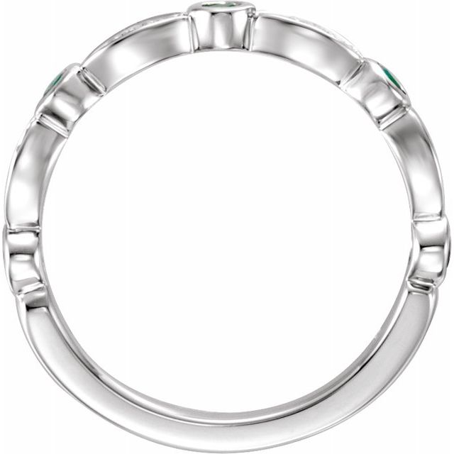 14K White Natural Emerald & 1/6 CTW Natural Diamond Ring