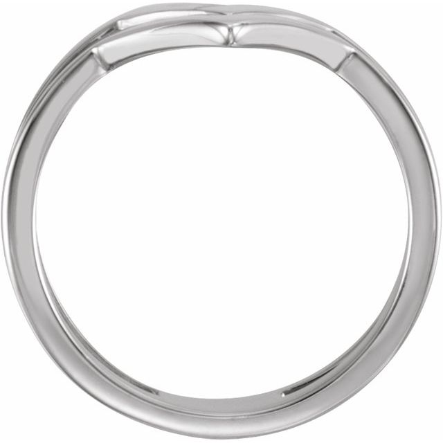 14K White Double Row "V" Ring 2
