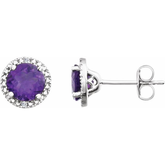 Sterling Silver Amethyst & .01 CTW Diamond Earrings 1
