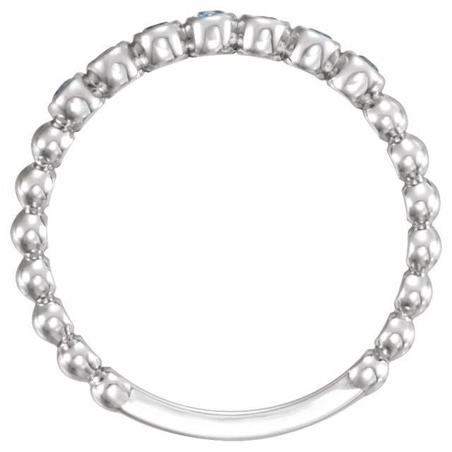 14K White Natural Aquamarine Stackable Ring