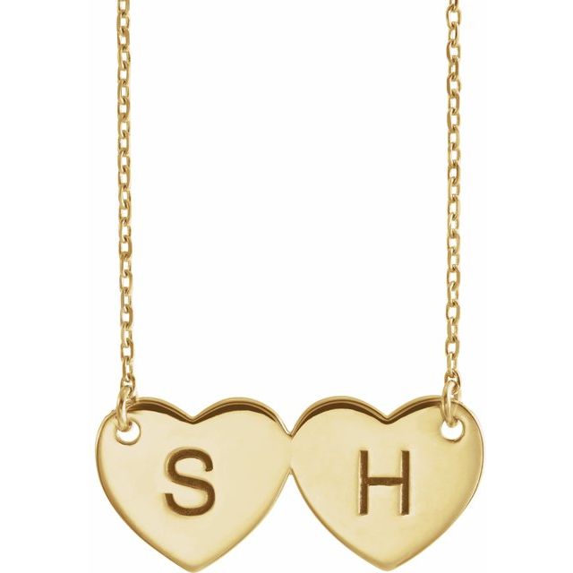 14K Rose Double Heart 17" Necklace 1
