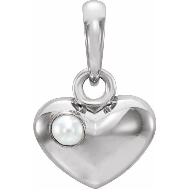 Sterling Silver Freshwater Cultured Pearl Heart Pendant 1