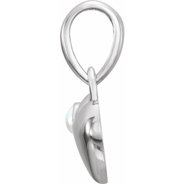 Sterling Silver Freshwater Cultured Pearl Heart Pendant 2