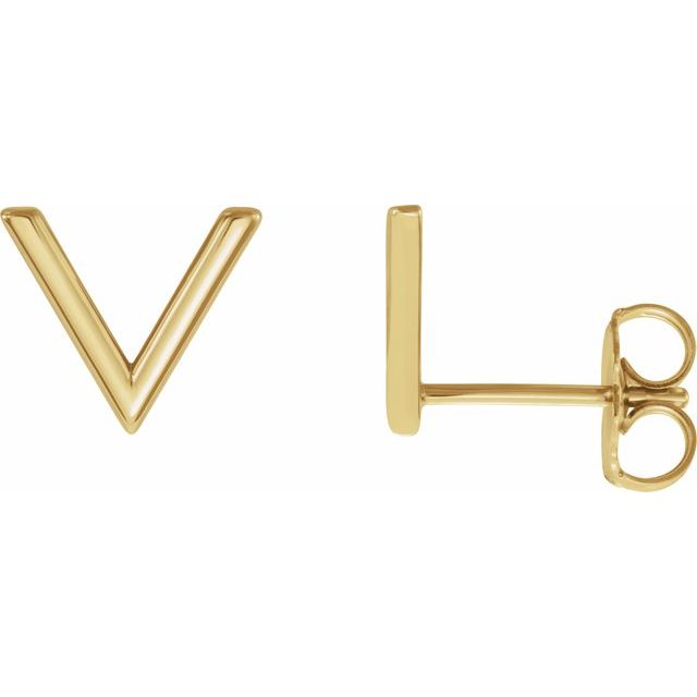 14K Yellow "V" Earrings 1