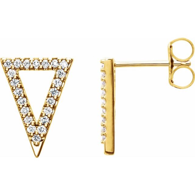 14K Yellow 1/5 CTW Diamond Triangle Earrings 1