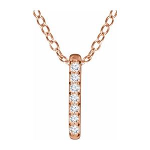 14K Rose .05 CTW Diamond Bar 16-18" Necklace 1