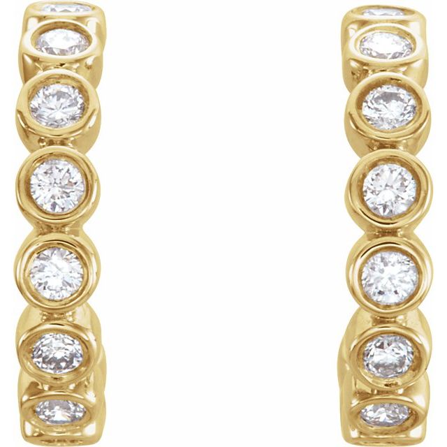 14K Yellow 3/8 CTW Diamond Hoop Earrings 2