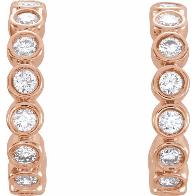 14K Rose 3/8 CTW Lab-Grown Diamond Hoop Earrings 2
