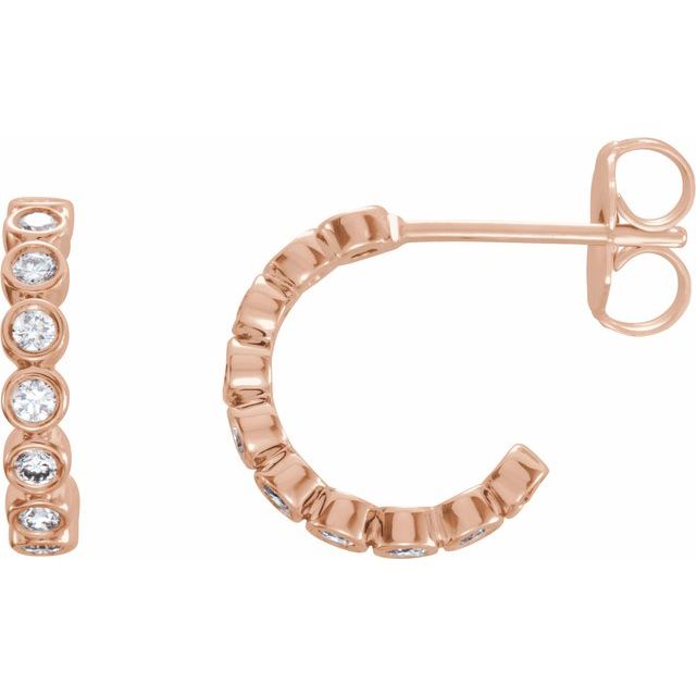 14K Rose 3/8 CTW Lab-Grown Diamond Hoop Earrings 1