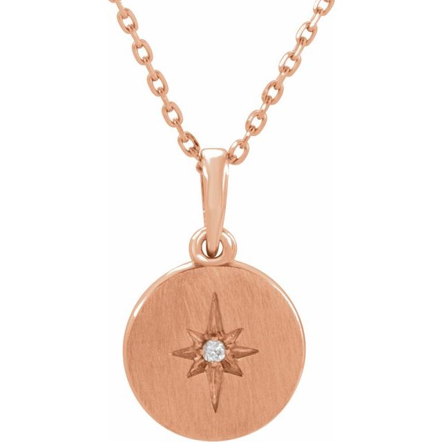 14K Rose .01 CT Diamond Starburst 16-18" Necklace 1