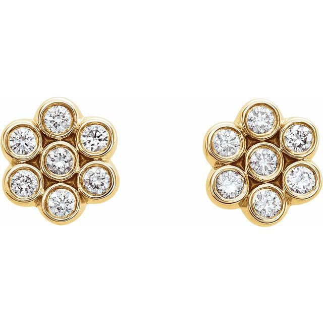 14K Yellow 1/4 CTW Diamond Cluster Earrings 2