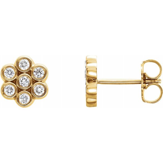 14K Yellow 1/4 CTW Diamond Cluster Earrings 1