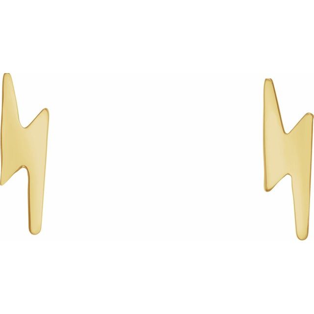 14K Yellow Lightning Bolt Earrings 2