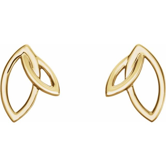14K Yellow Double Leaf Earrings 2
