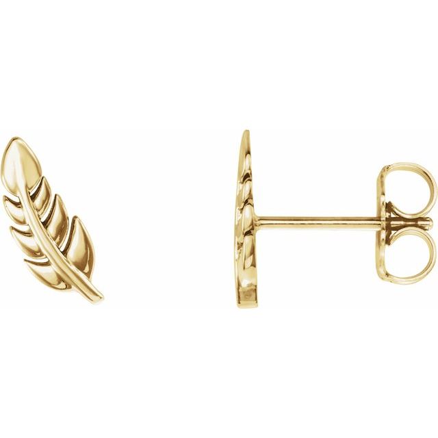 14K Yellow Leaf Earrings 1