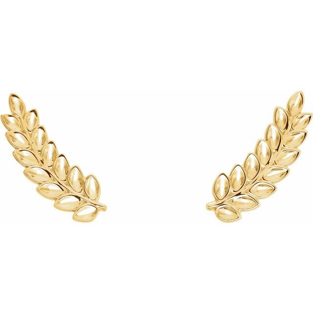 14K Yellow Petite Leaf Ear Climbers 2