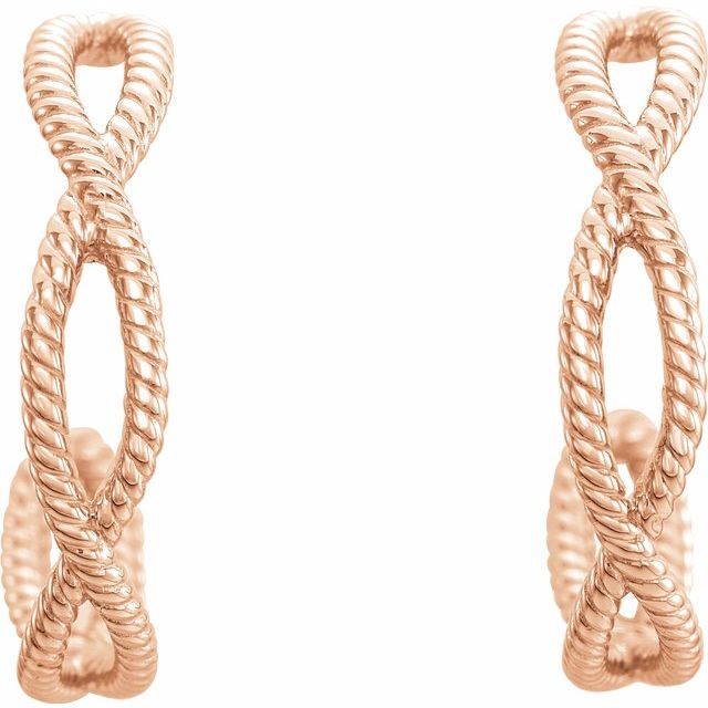 14K Rose 20x4 mm Rope Hoop Earrings 2