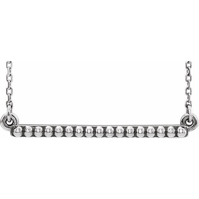 Sterling Silver Beaded Bar 16-18" Necklace 1