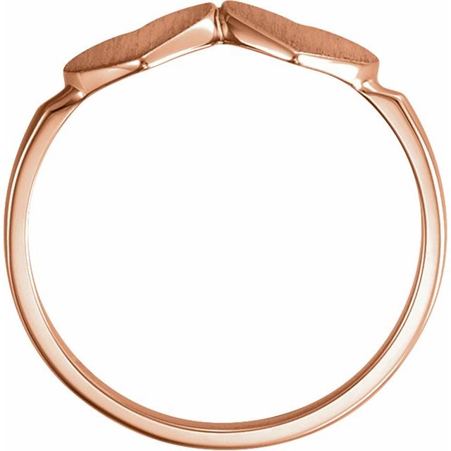 14K Rose 13.8x7 mm Double Heart Signet Ring 2