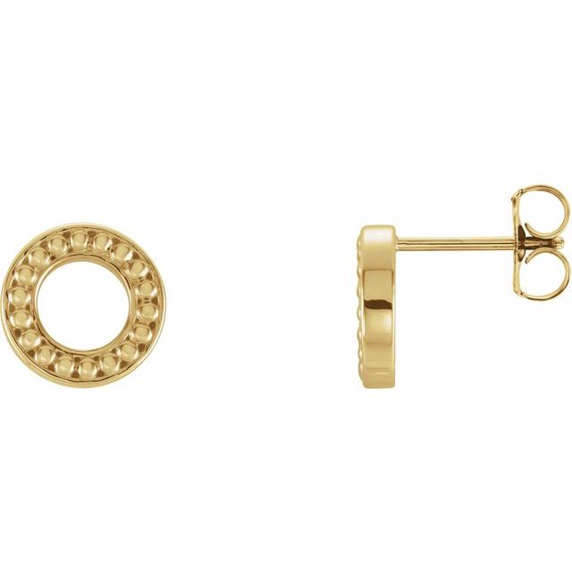 14K Rose Beaded Stud Earrings 1