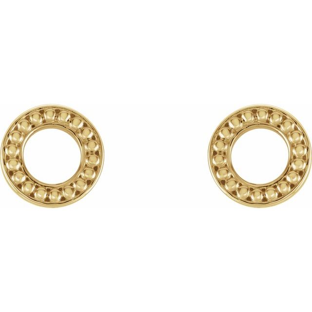 14K Rose Beaded Stud Earrings 2